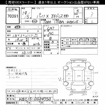 Toyota PASSO  с аукциона в Японии