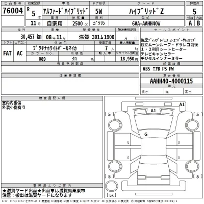 Toyota ALPHARD  с аукциона в Японии