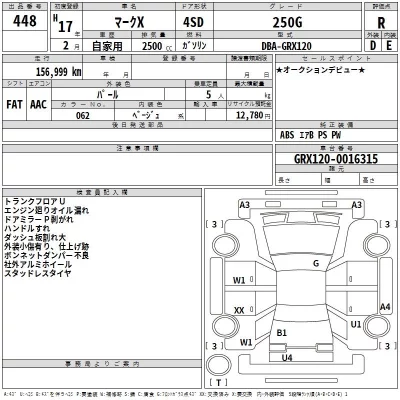 Toyota MARK X  с аукциона в Японии