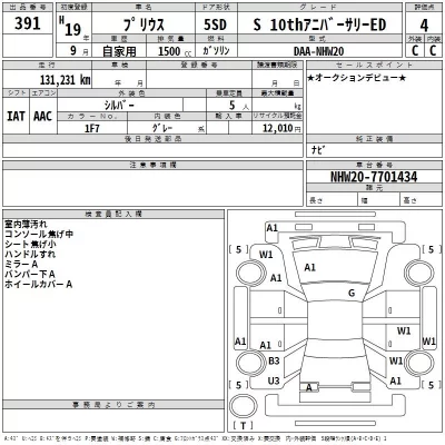 Toyota Prius  с аукциона в Японии