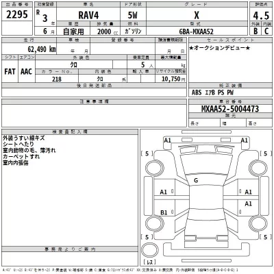 Toyota RAV4  с аукциона в Японии