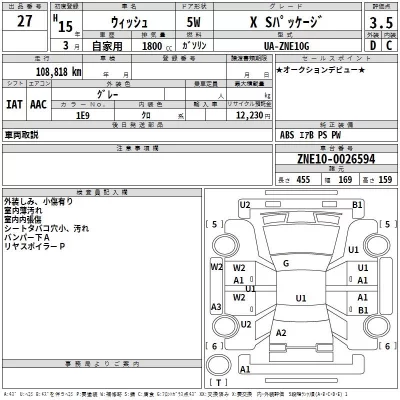 Toyota WISH  с аукциона в Японии