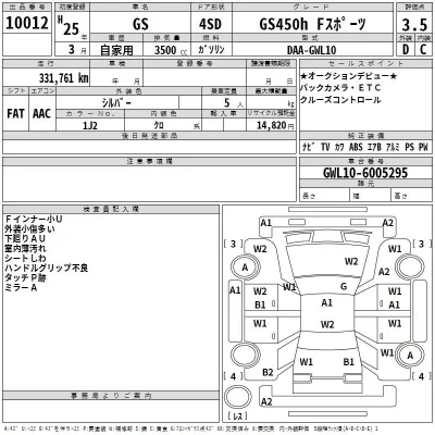 Lexus GS  с аукциона в Японии