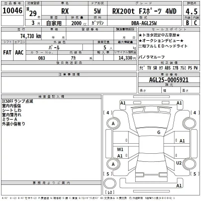 Lexus RX  с аукциона в Японии