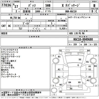 Toyota PASSO  с аукциона в Японии