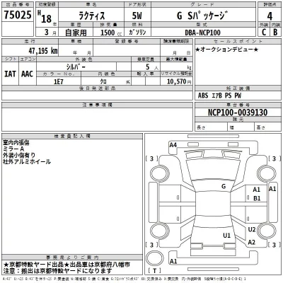 Toyota RACTIS  с аукциона в Японии