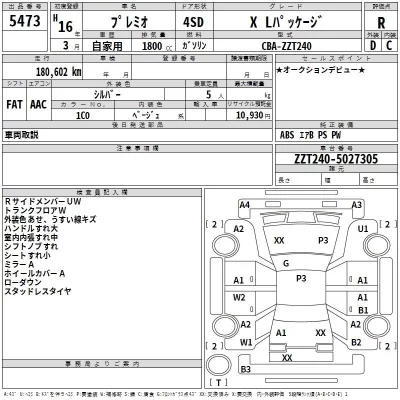 Toyota PREMIO  с аукциона в Японии
