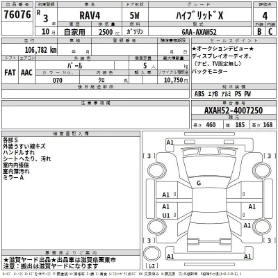 Toyota RAV4  с аукциона в Японии