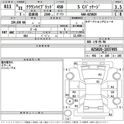 Toyota CROWN  с аукциона в Японии