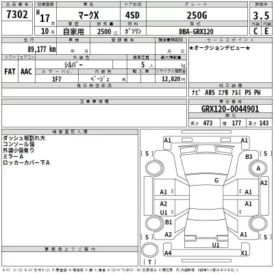 Toyota MARK X  с аукциона в Японии