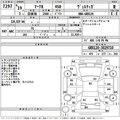 Toyota MARK X  с аукциона в Японии