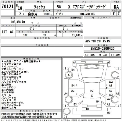 Toyota WISH  с аукциона в Японии