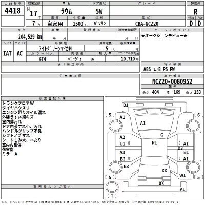 Toyota RAUM  с аукциона в Японии