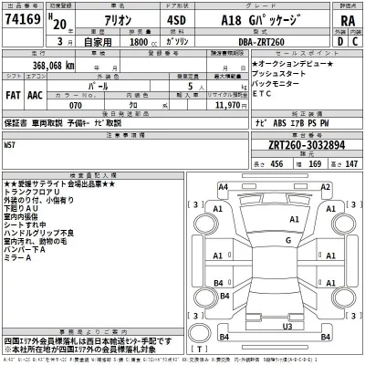 Toyota ALLION  с аукциона в Японии
