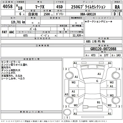Toyota MARK X  с аукциона в Японии
