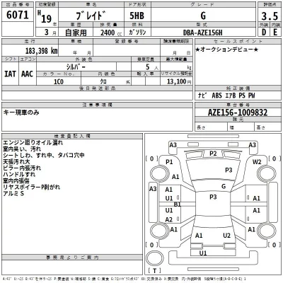 Toyota BLADE  с аукциона в Японии