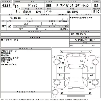 Toyota VITZ  с аукциона в Японии