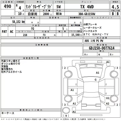 Toyota LAND CRUISER PRADO  с аукциона в Японии