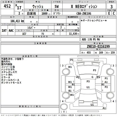 Toyota WISH  с аукциона в Японии