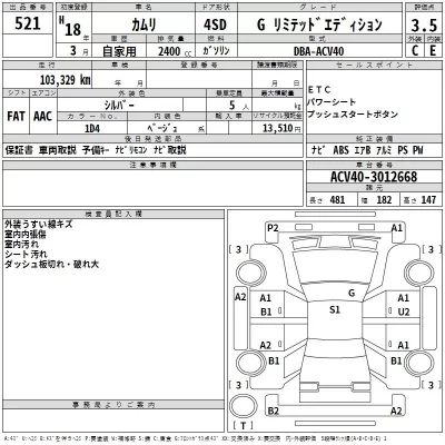 Toyota CAMRY  с аукциона в Японии