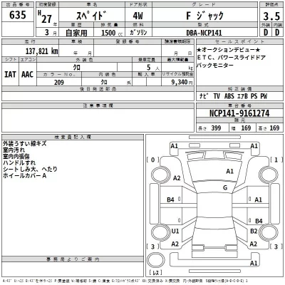 Toyota SPADE  с аукциона в Японии