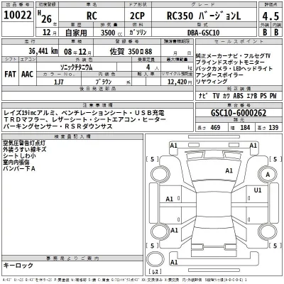 Lexus RC  с аукциона в Японии
