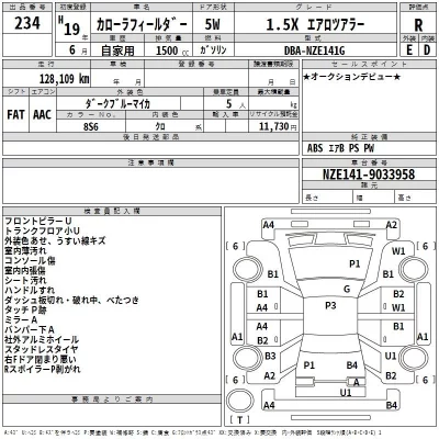 Toyota COROLLA FIELDER  с аукциона в Японии