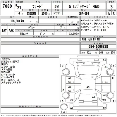 Honda FREED  с аукциона в Японии