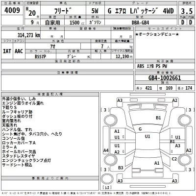 Honda FREED  с аукциона в Японии