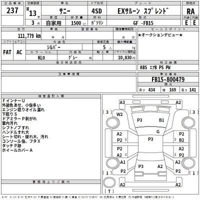 Nissan SUNNY  с аукциона в Японии