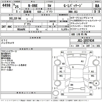 Honda N ONE  с аукциона в Японии