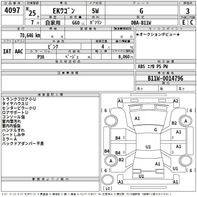 Mitsubishi EK WAGON  с аукциона в Японии