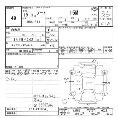 Nissan NOTE  с аукциона в Японии