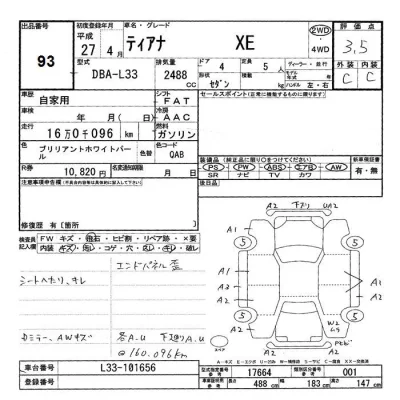 Nissan TEANA  с аукциона в Японии