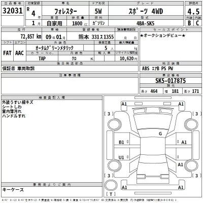 Subaru FORESTER  с аукциона в Японии