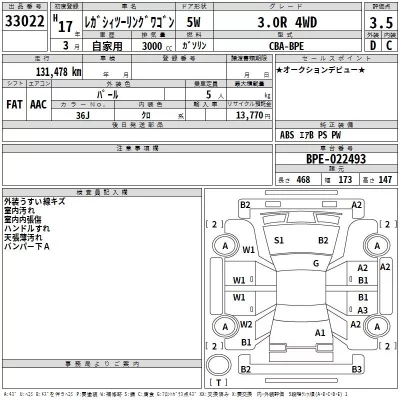 Subaru LEGACY  с аукциона в Японии