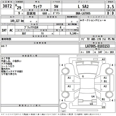 Daihatsu WAKE  с аукциона в Японии