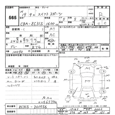 Suzuki SWIFT  с аукциона в Японии