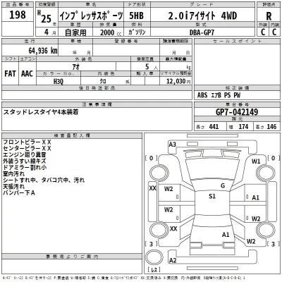 Subaru IMPREZA  с аукциона в Японии