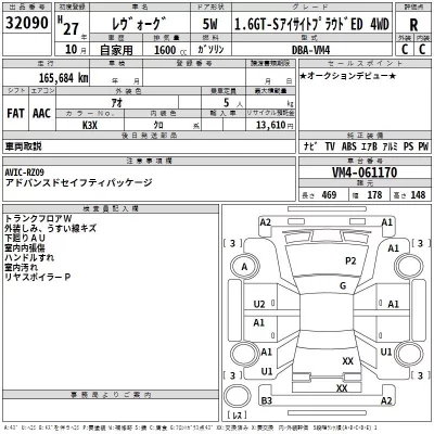 Subaru LEVORG  с аукциона в Японии