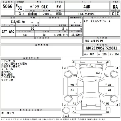 Mercedes-Benz GLC CLASS  с аукциона в Японии