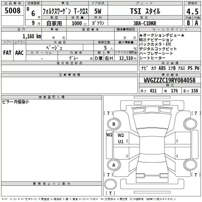 Volkswagen T-CROSS  с аукциона в Японии