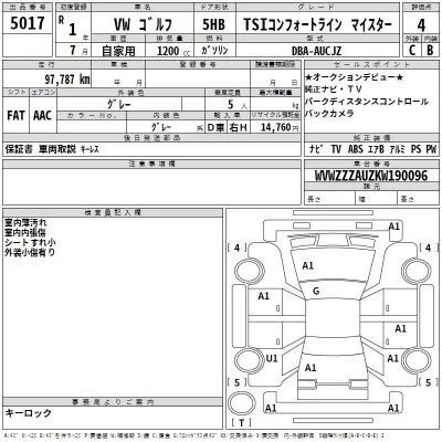 Volkswagen Golf  с аукциона в Японии