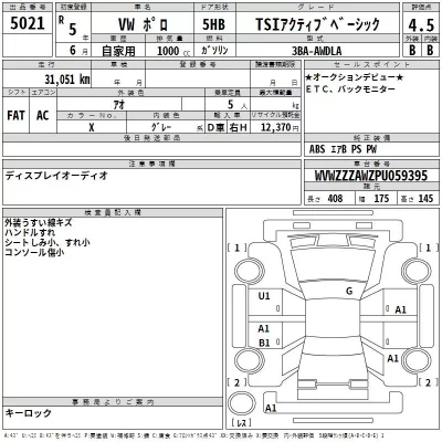 Volkswagen Polo  с аукциона в Японии