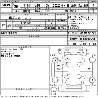 Volvo V90  с аукциона в Японии
