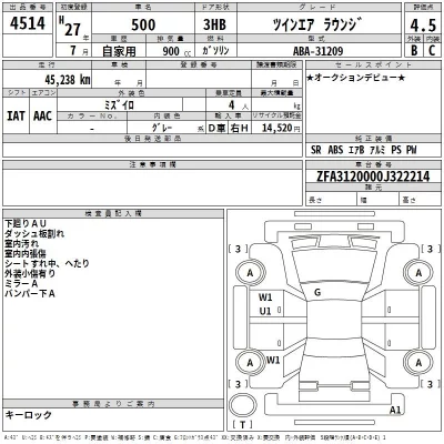 Fiat 500  с аукциона в Японии