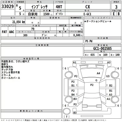 Subaru IMPREZA  с аукциона в Японии