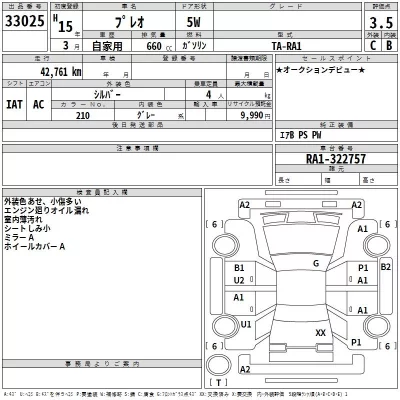 Subaru PLEO  с аукциона в Японии