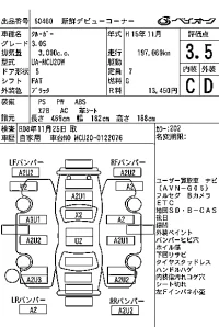 Toyota KLUGER лот № 60460 оценка 3.5  с аукциона в Японии 7