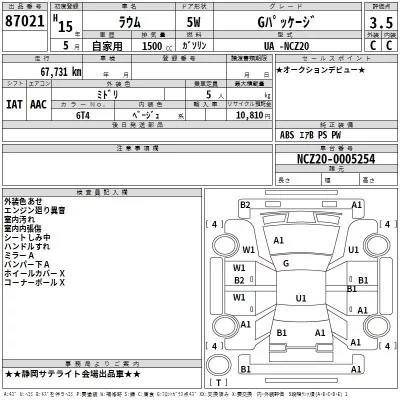 Toyota RAUM  с аукциона в Японии